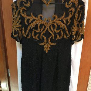 VINTAGE BEADED SILK DRESS